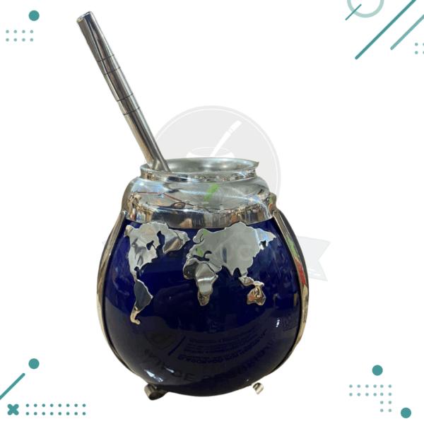 Mate MAPA MUNDI 100% Artesanal + Bombilla de Acero Inoxidable