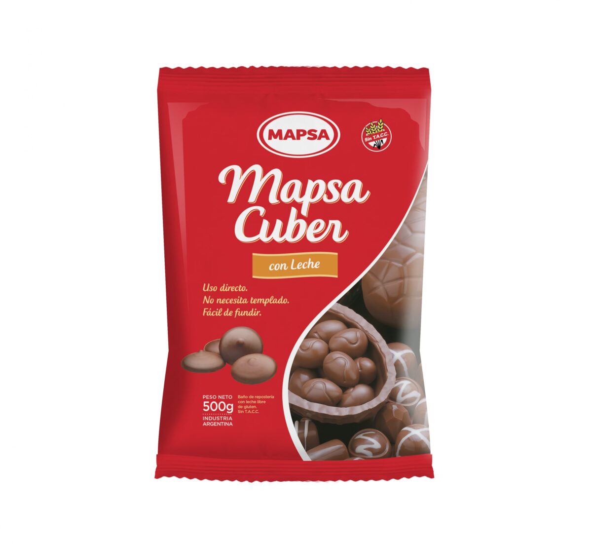 Chocolate Leche Mapsacuber X 500grs. Mapsa Repostería Sin T.a.c.c. - Imagen 1