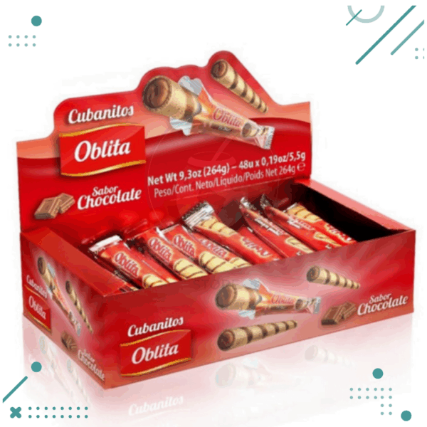 Cubanitos Rellenos Oblita Sabor CHOCOLATE, 48unidades. (264gr)