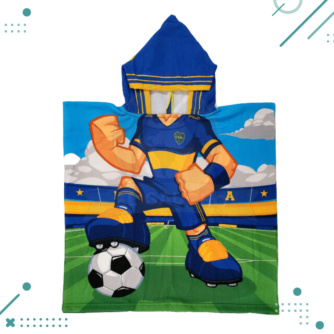 PONCHO-BOCA.png TOALLA PONCHO INFANTIL 60 x 120 BOCA JUNIORS - Imagen 1
