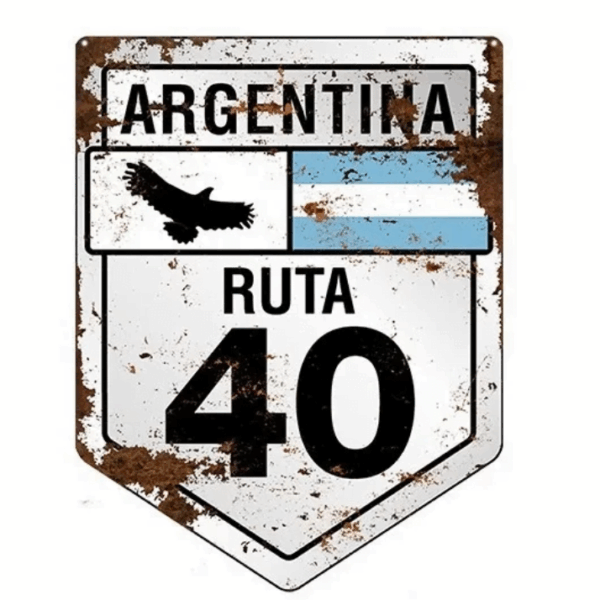 Cartel De Chapa Recortado Ruta 40 Argentina 20X28cm