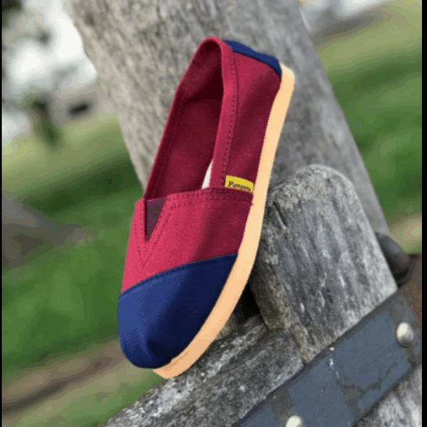 Alpargatas suela GOMA, Color COMBINADO  BORDO CON AZUL Premium PAMPERO
