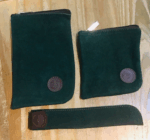 Kit Azucarera (200g)+ Yerbera (300g)+ porta Bombilla Cuero Gamuzado color VERDE (3 PIEZAS)