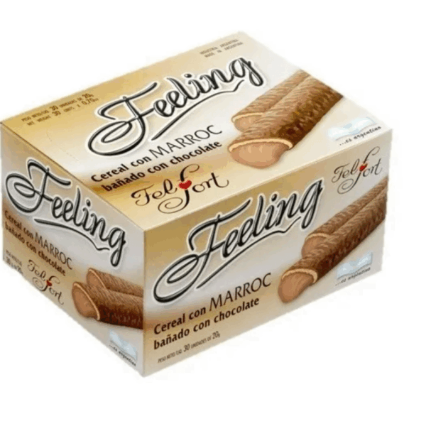 Feeling Felfort Barra de Chocolate Milk Chocolate Cereal Bar Filled with Marroc Felfort, 20 g / 0.7 oz (box of 30)