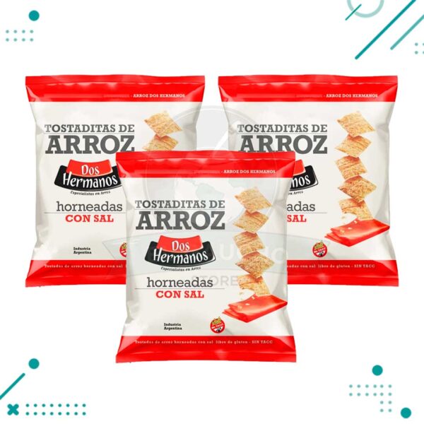 Tostaditas de Arroz Dos Hermanos CON SAL 120g (Pack de 3u) (360gr)