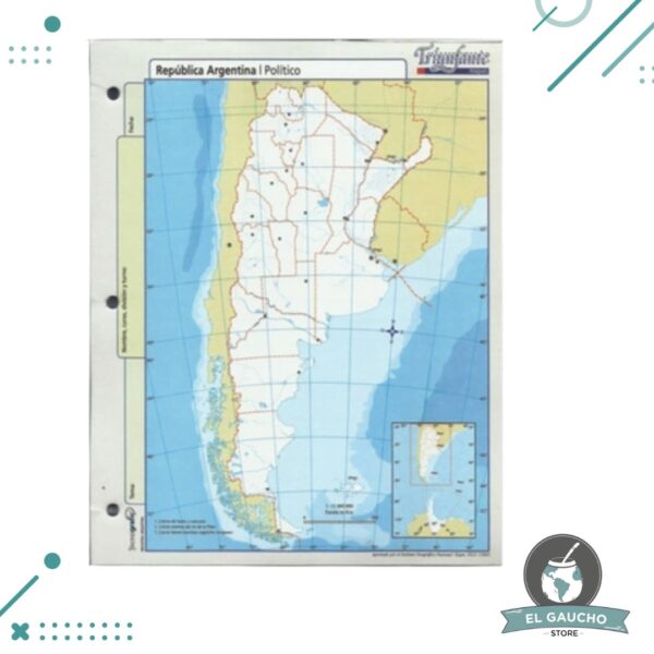 Mapa N°3 Republica Argentina Politico 19 x 24 cm