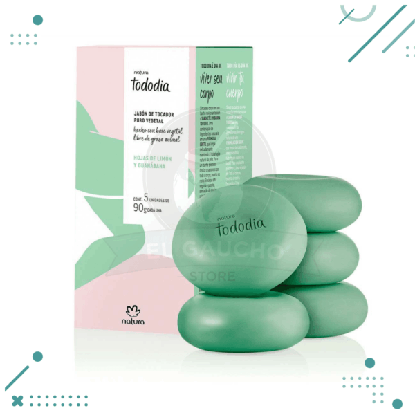 Natura Tododia Jabón en barra puro vegetal Hojas de Limón y Guanábana 5unid x90gr (450g)