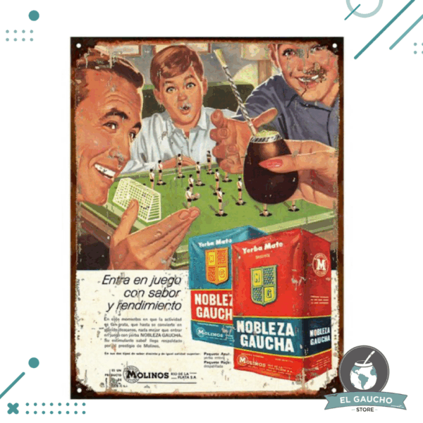 Cartel De Chapa YERBA NOBLEZA GAUCHA 20X28CM