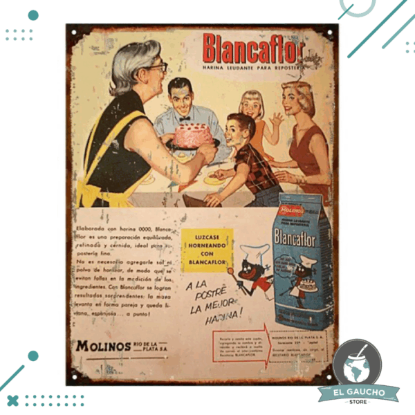 Cartel De Chapa HARINA BLANCAFLOR 20X28CM