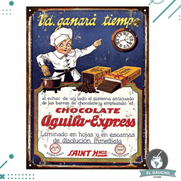 Cartel De Chapa CHOCOLATE AGUILA 20x28cm