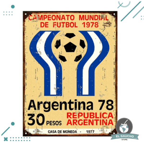 Cartel De Chapa Mundial Futbol Argentina 1978 20x28cm