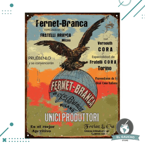 Cartel De Chapa FERNET AGUILA 20X28 CM