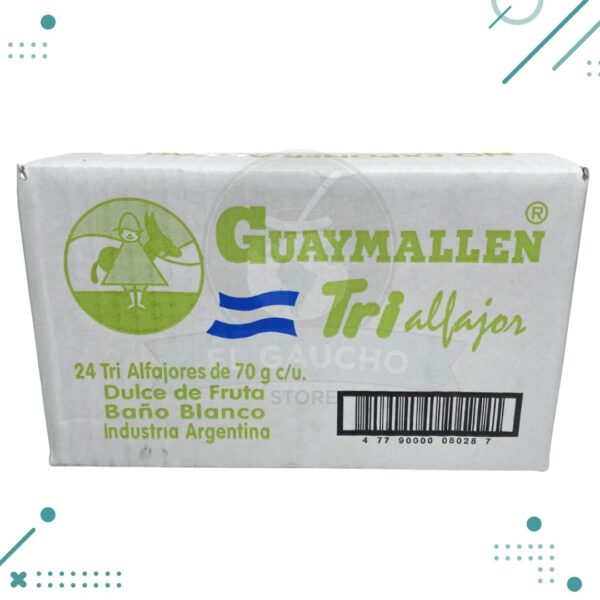 Alfajor Guaymallen TRIPLE, relleno con Membrillo con baño de Repostería Blanco (70gr.) (Caja 24un.) (1.6kg)