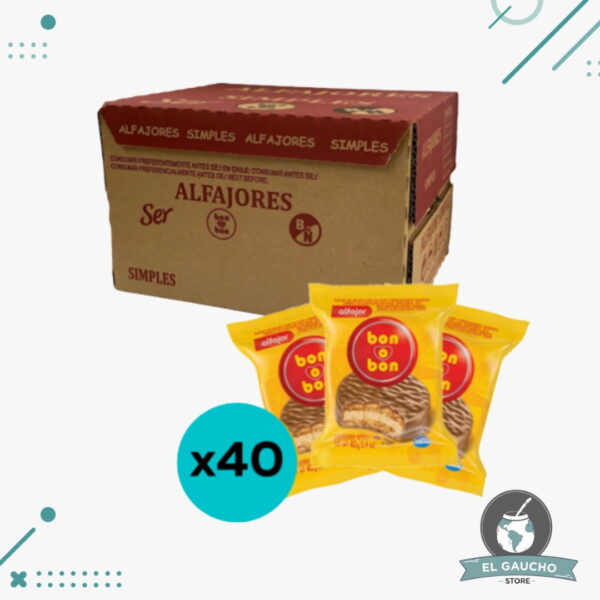 Alfajor Bon o Bon Leche SIMPLE, relleno a base de Leche y Mani (40gr.) (CAJA 40.) (1.6 kg.)