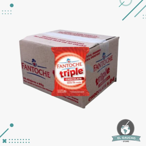 Alfajor Fantoche Triple Chocolate, Relleno con Dulce de Leche (85gr) (Caja 24 un) (2040gr)