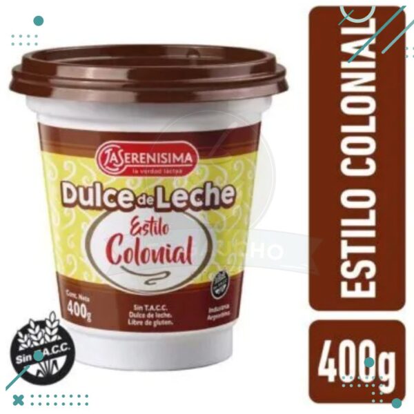Dulce de Leche La Serenisima Estilo Colonial, Apto para Celiacos (400gr)