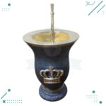 Mate Artesanal con Brillos + Bombilla pico de loro, CELESTE Premium