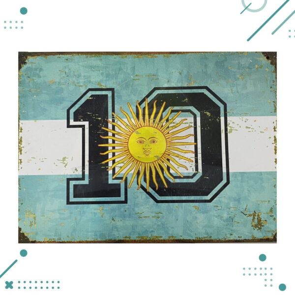 Cartel De Chapa 10 CON SOL ARGENTINA 20x28cm
