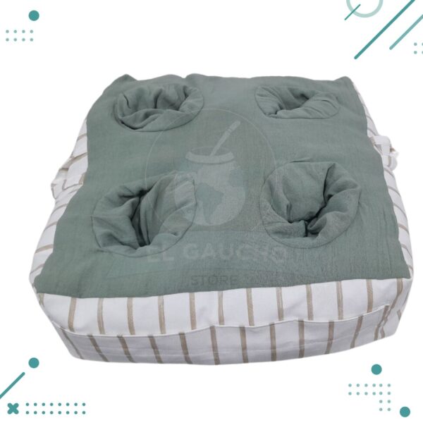 Almohadon Matero (Verde y blanco, lineas beige)