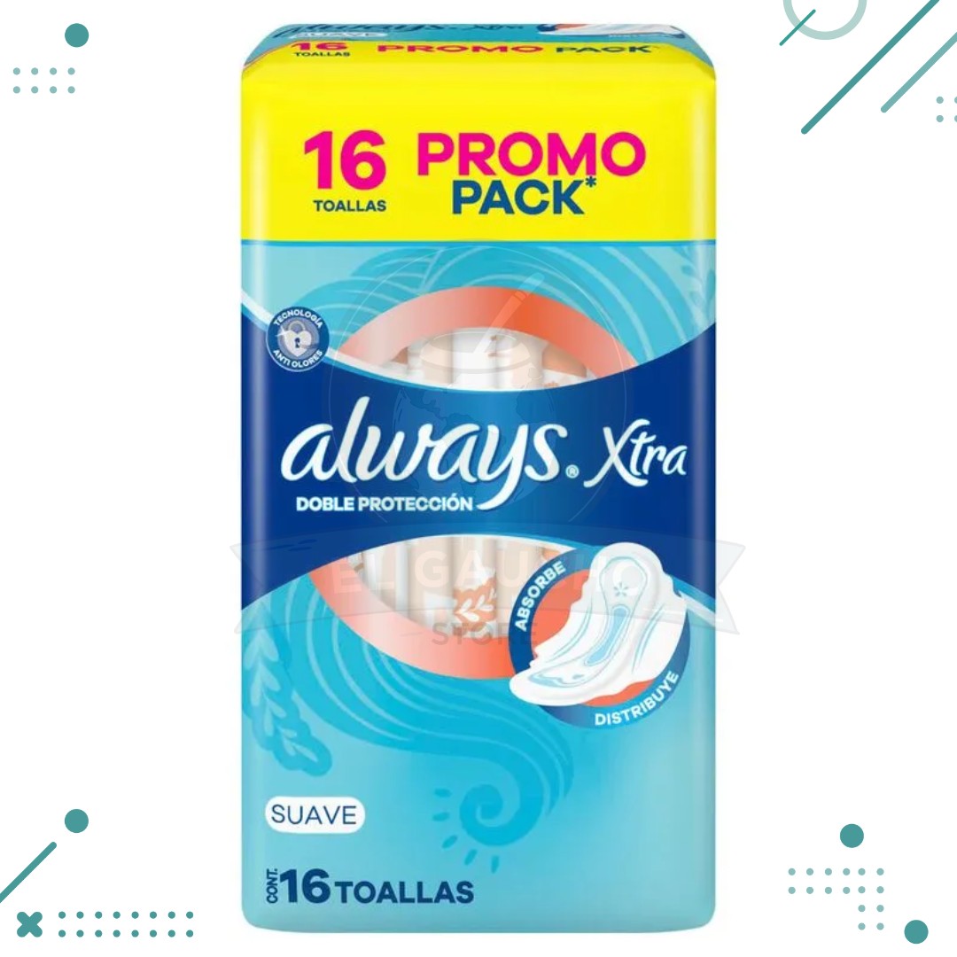 always.png Toallas femeninas ALWAYS Xtra (DOBLE PROTECCION) 16un. SUAVE - Imagen 1