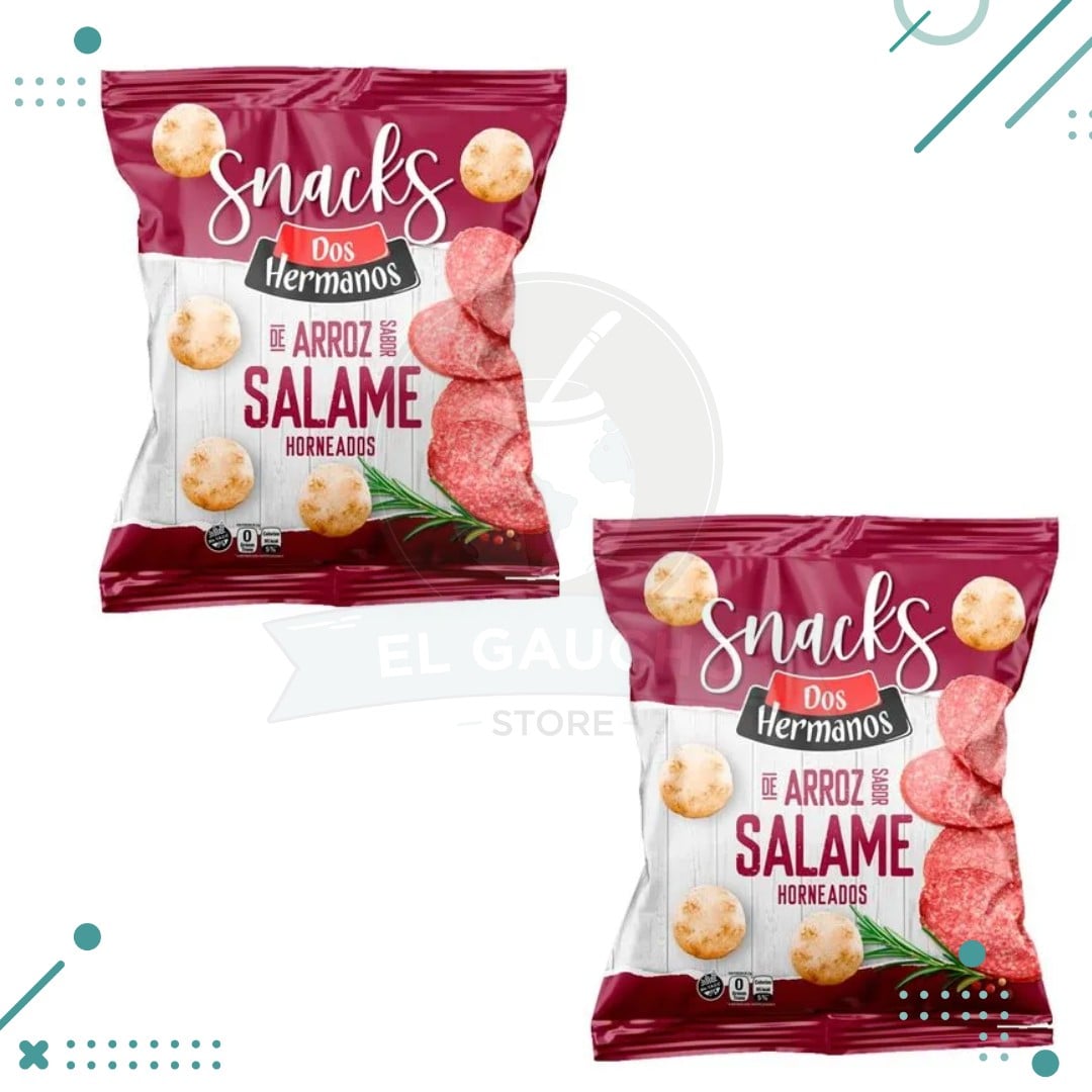 arroz-salame.png Snacks de arroz Dos Hermanos Sabor SALAME (80gr) (pack x2 un.) 160gr - Imagen 1