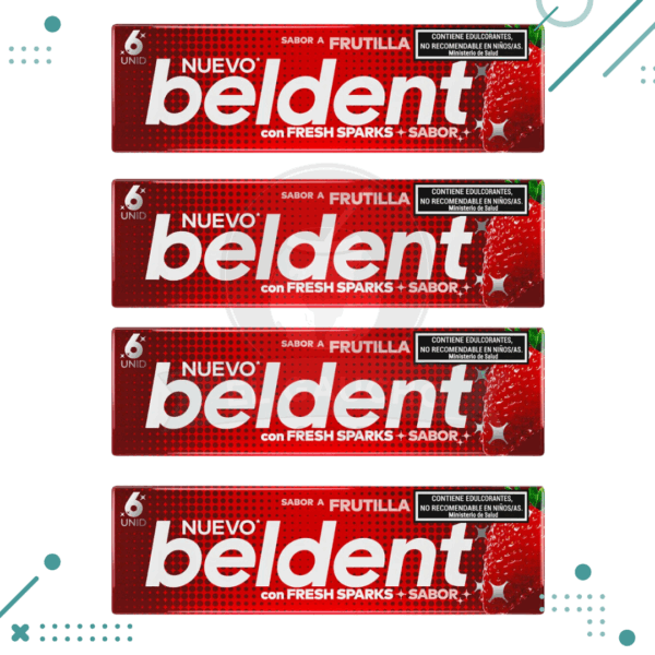 Chicle Beldent, FRUTILLA FRESH SPARK Sin Azúcar (10gr.) (Pack x4 un) (40gr)