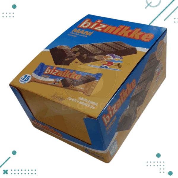 Chocolate Biznikke (Chocolate con Mani) CAJA X15 unidades de 30gr. (450Gr.)