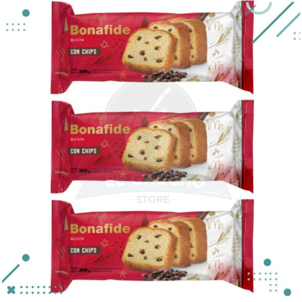 Budin con Chips de Chocolate Bonafide (200gr) (pack x3un) (600gr)