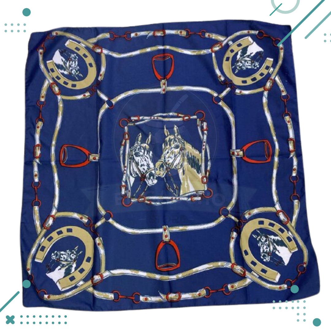 caballo-herraduras.png Pañuelo para el cuello FRATELLO caballos y herraduras (color azul) - Imagen 1