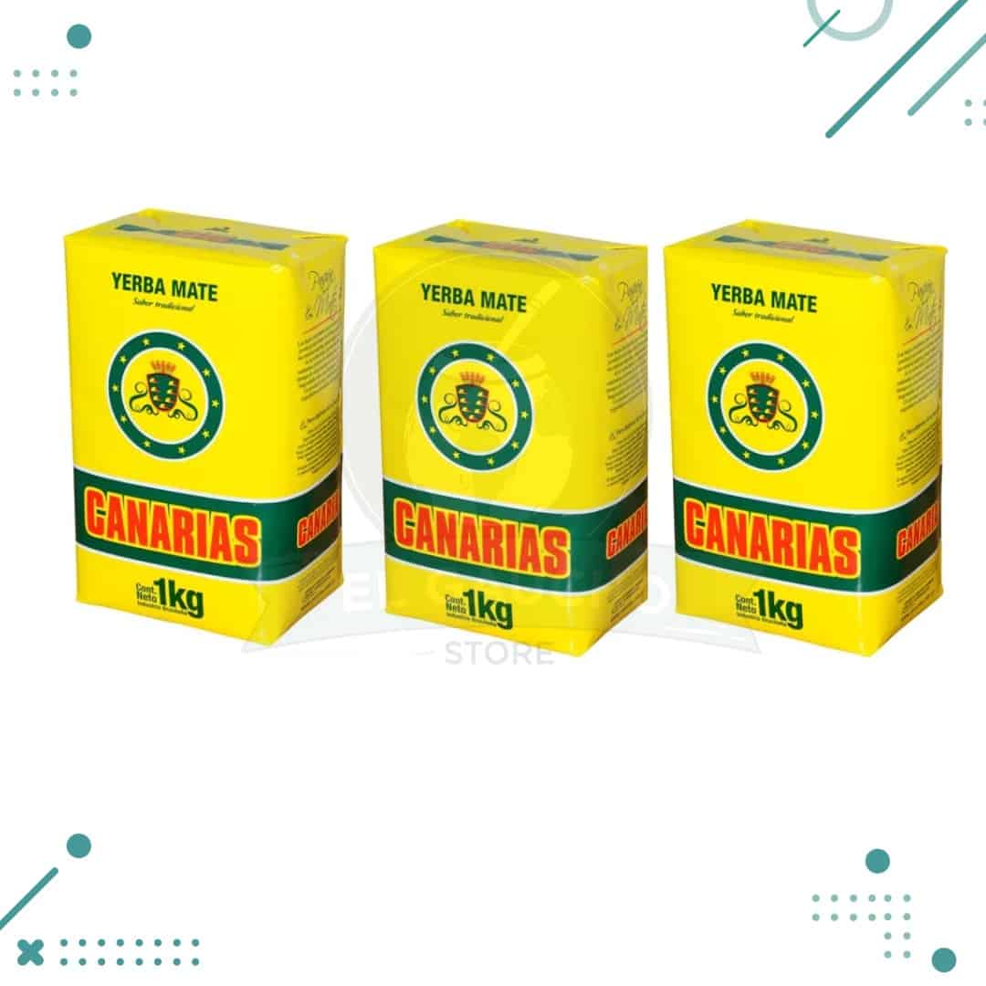 canarias-2.png Yerba Mate Canarias Tradicional, Sabor Amargo e Intenso (1kg.) pack x3 unidades (3kg.) - Imagen 1