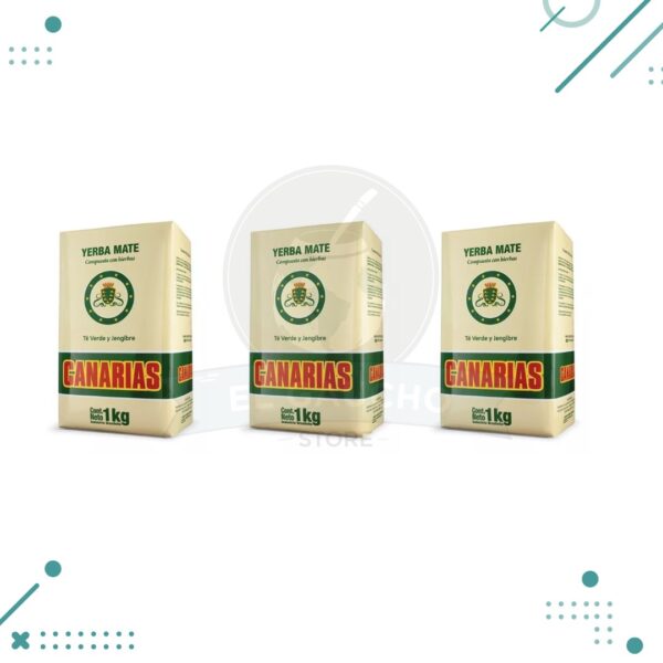 Yerba Mate Canarias Té Verde y Jengibre (1kg.) pack x3 unidades (3Kg)