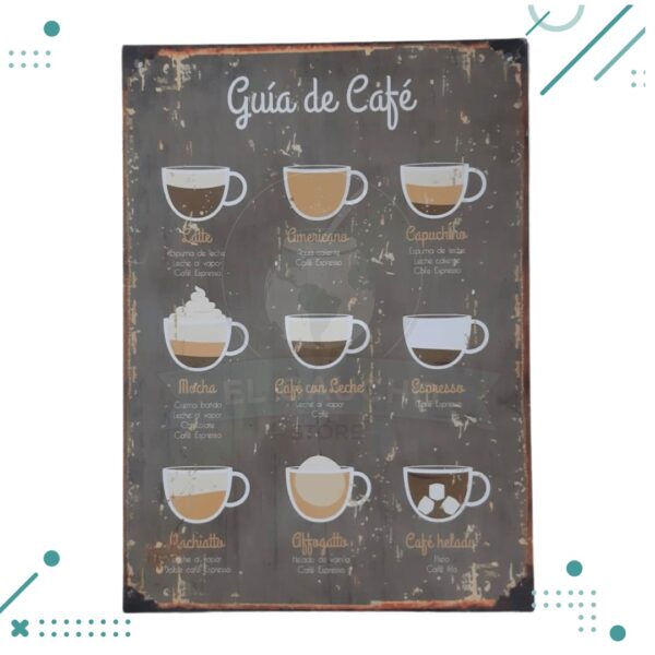 Cartel Chapa Guia de Cafe 20X28 cm