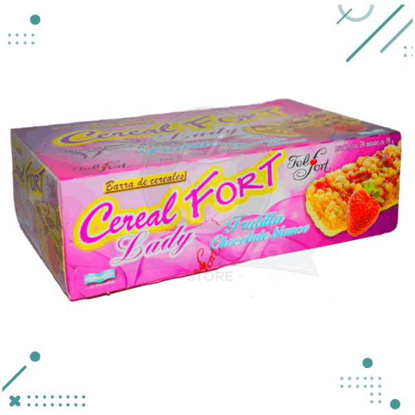 CerealFort LADY, Barra Cereal Felfort Frutilla y Chocolate Blanco, X22g (528gr) (CAJA 24un)