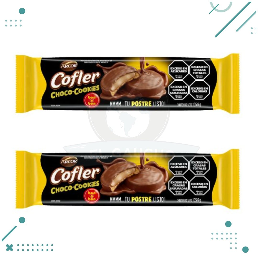 cofler-4.png Galletitas Cofler Choco Cookies Bañadas BON O BON 132gr Pack x2un (264gr) - Imagen 1