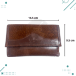 Billetera Fichero triple corto de cuero carpincho color marron