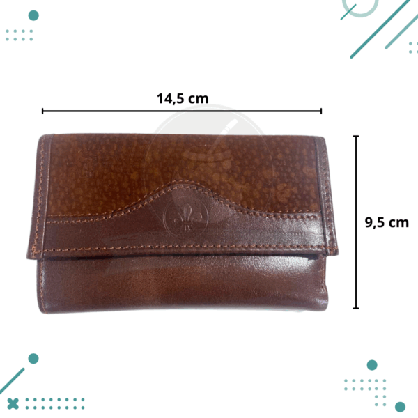 Billetera Fichero triple corto de cuero carpincho color marron