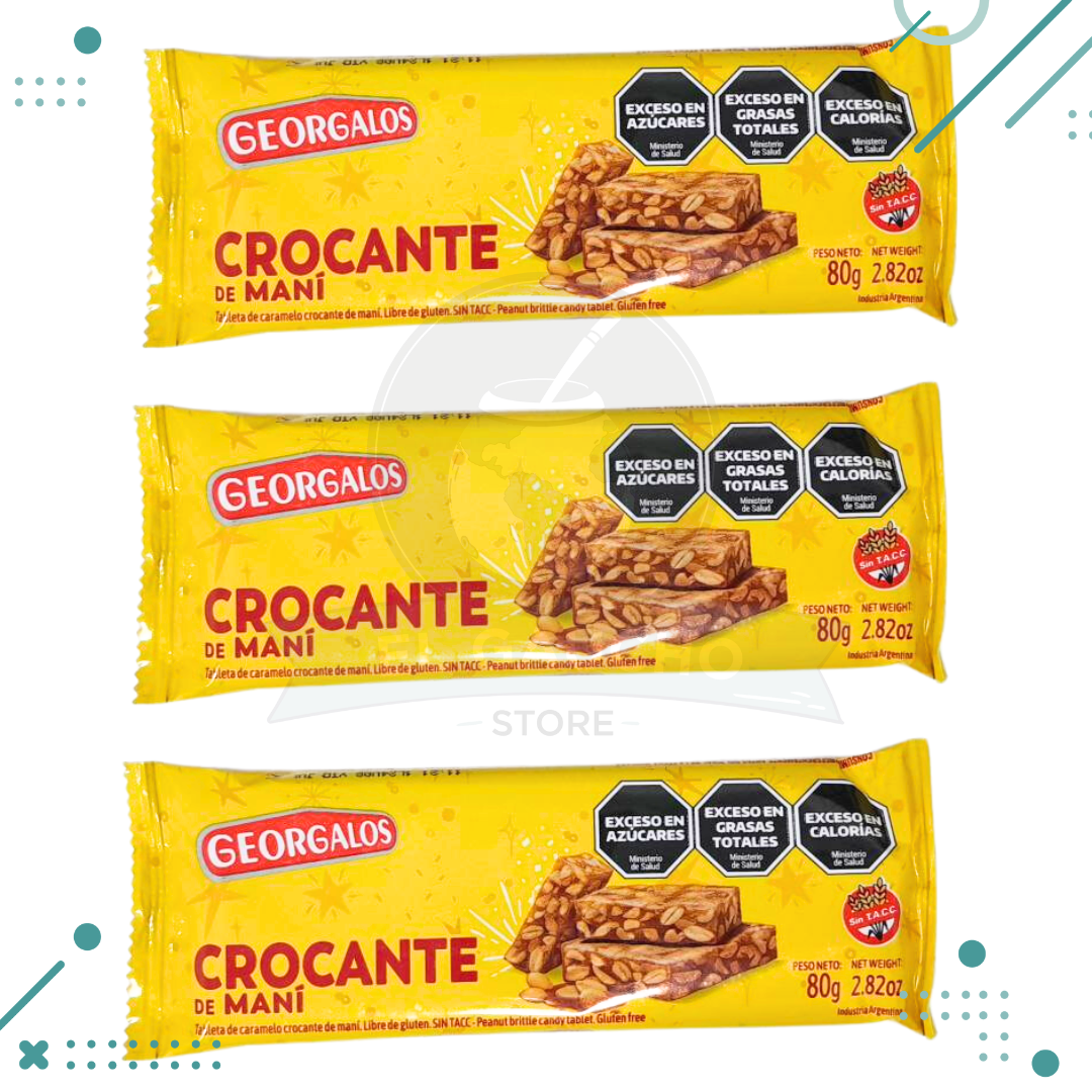 crocantex3.png GEORGALOS turron crocante de mani (80gr) pack x3un. (240gr) - Imagen 1