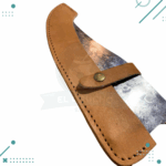 Cuchilla empuñadura curva de Asta de Ciervo + vaina 100% cuero - Imagen 2