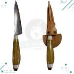 Cuchillo Mango de madera + vaina 100% cuero