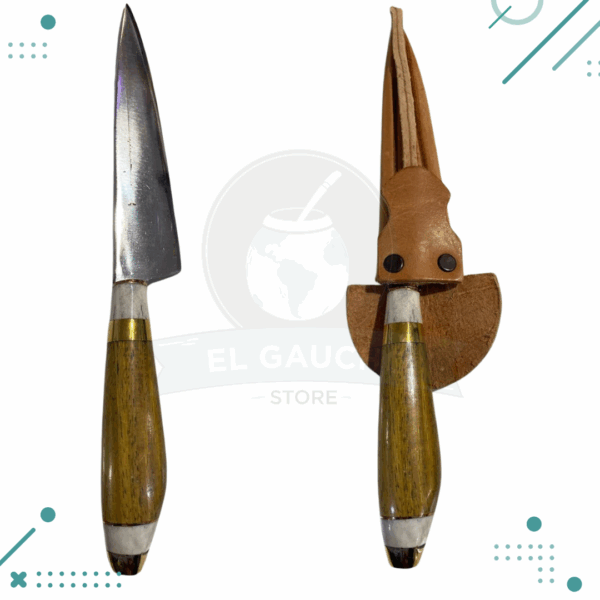 Cuchillo Mango de madera + vaina 100% cuero