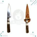 Cuchillo Mango de madera y asta de ciervo+ vaina 100% cuero