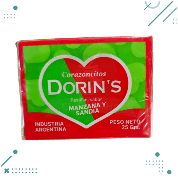 Corazoncitos Dorins Manzana y Sandia Caja X1unid (25gr)