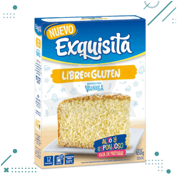 Premezcla para bizcochuelo Exquisita Vainilla, Libre de Gluten (450gr)