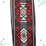 Faja Gaucho - Cinto N°12 (Aprox 3mts) color negro, diseños trivales rojo y blanco - Imagen 4