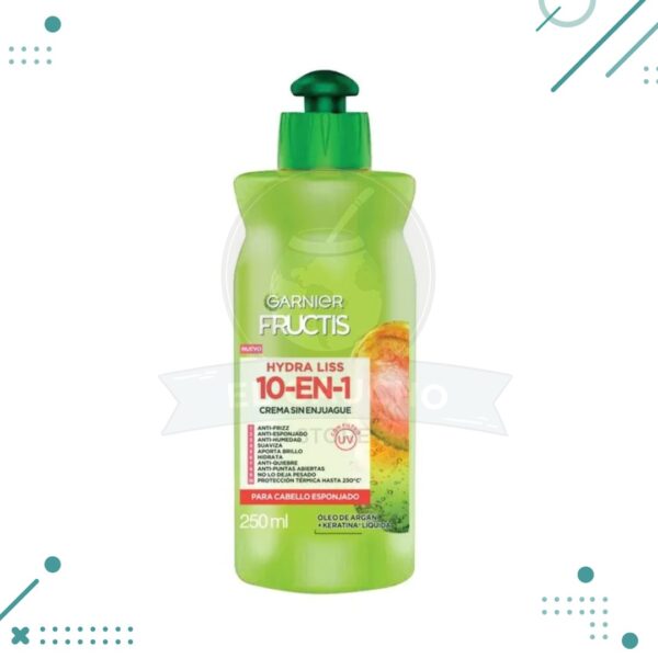 Crema para peinar Garnier Fructis HIDRA LISS 10-EN-1 para cabellos con frizz x 250 ml