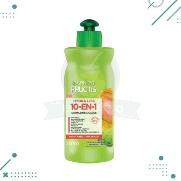 Crema para peinar Garnier Fructis HIDRA LISS 10-EN-1 para cabellos con frizz x 250 ml