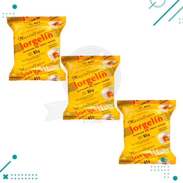 Alfajor Jorgelín Triple Glaseado, Relleno con Dulce de Leche, Baño Azucarado (85gr) (pack 3un)(255gr)
