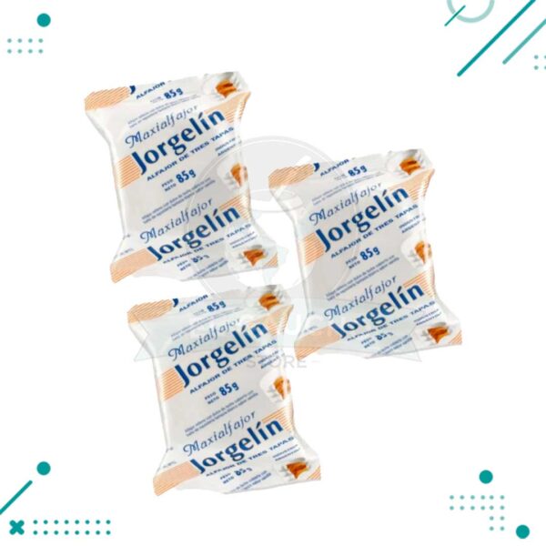Alfajor Jorgelín Triple Blanco, Relleno con Dulce de Leche, Baño de Repostería Blanco (85gr)(pack 3un)(255gr)