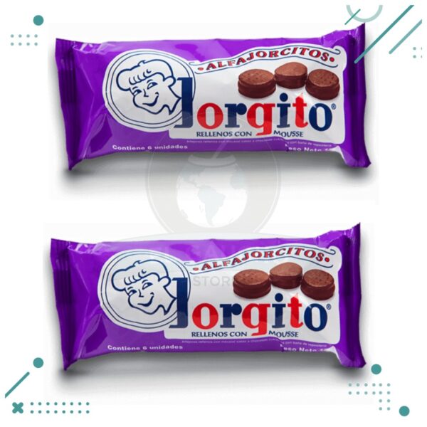 Alfajor alfajorcitos Jorgito Mousse, Bañado en Chocolate Negro (6 unid) (Pack 2u) (310gr)