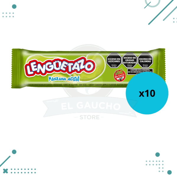 Caramelo Lenguetazo Masticable, sabor manzana acida (13gr.) (Pack x10 un.) 130gr